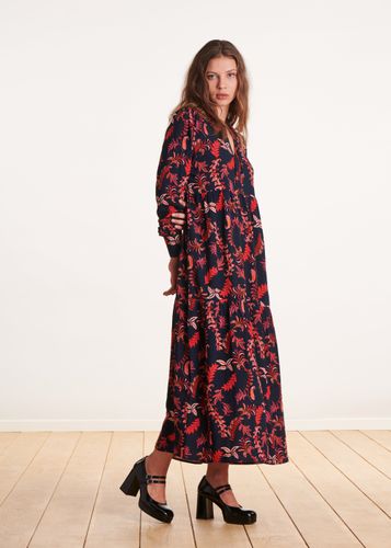 Robe longue à imprimé bleu et rouge - La Fée Maraboutée - Modalova