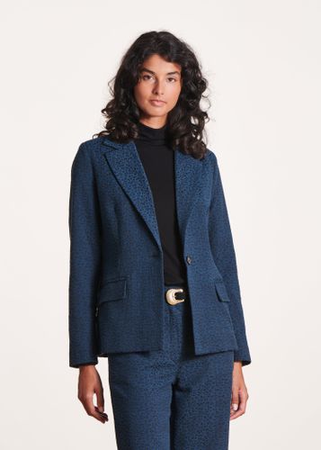 Veste tailleur noir et bleu en jacquard - La Fée Maraboutée - Modalova