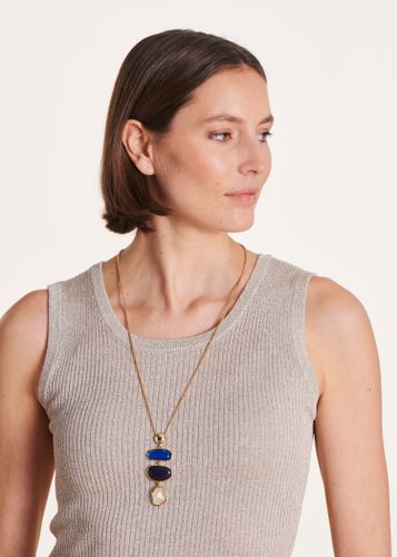 Collier sautoir multicabochon bleu - La Fée Maraboutée - Modalova