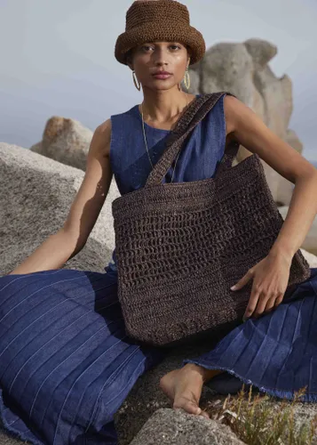 Sac cabas raphia marron - La Fée Maraboutée - Modalova