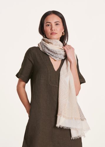 Foulard jacquard beige en coton imprimé - La Fée Maraboutée - Modalova