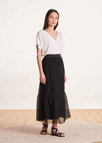 Jupe longue fluide en voile viscose/soie - La Fée Maraboutée - Modalova