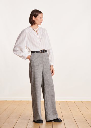 Pantalon large gris taille haute - La Fée Maraboutée - Modalova