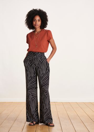 Pantalon large à imprimé taille haute élastiquée - La Fée Maraboutée - Modalova