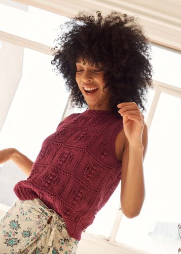 Pull sans manches violet en maille crochet - La Fée Maraboutée - Modalova