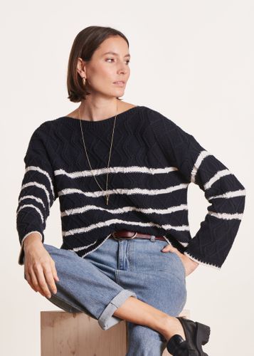 Pull bleu marinière à manches longues - La Fée Maraboutée - Modalova