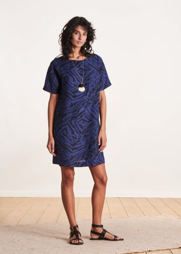 Robe courte en lin à imprimé animalier - La Fée Maraboutée - Modalova