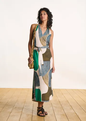 Robe longue et ample sans manches à imprimé - La Fée Maraboutée - Modalova