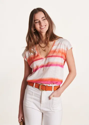 T-shirt en jersey lin à imprimé tie & dye rose - La Fée Maraboutée - Modalova