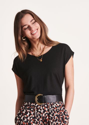 T-shirt droit col rond en lyocell lin - La Fée Maraboutée - Modalova