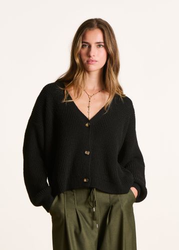 Gilet court ample en maille côtes perlées - La Fée Maraboutée - Modalova