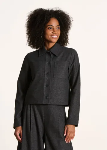 Veste courte en tweed gris foncé - La Fée Maraboutée - Modalova