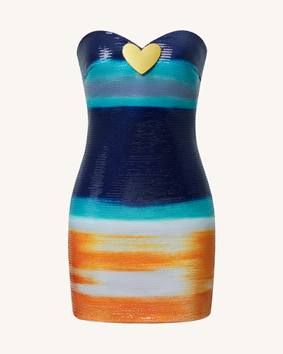 Robe Olivia à paillettes cœur métalliques – Bleu/Orange - JW PEI - Modalova