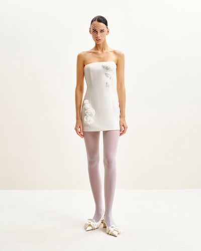 Robe Sans Bretelles Élégance Florissante - Blanche - JW PEI - Modalova