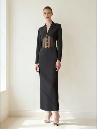 Robe Longue Blazer À Taille Corset Armaturée Transparente - Noir - JW PEI - Modalova