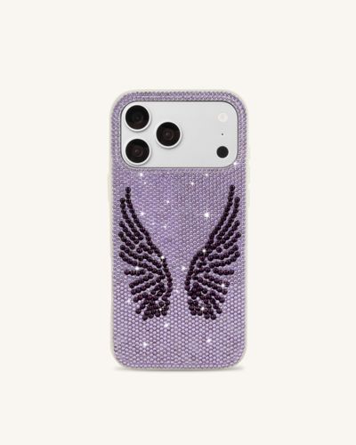 Coque de téléphone ailes d'ange en cristal artificiel - Blanc et violet - JW PEI - Modalova