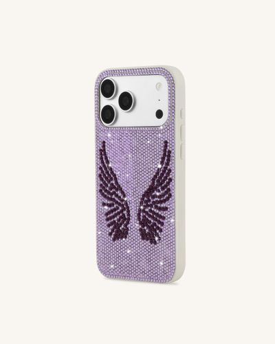 Coque de téléphone ailes d'ange en cristal artificiel - Blanc et violet - JW PEI - Modalova