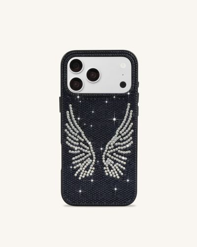 Coque de téléphone ailes d'ange en cristal artificiel - Noir - JW PEI - Modalova