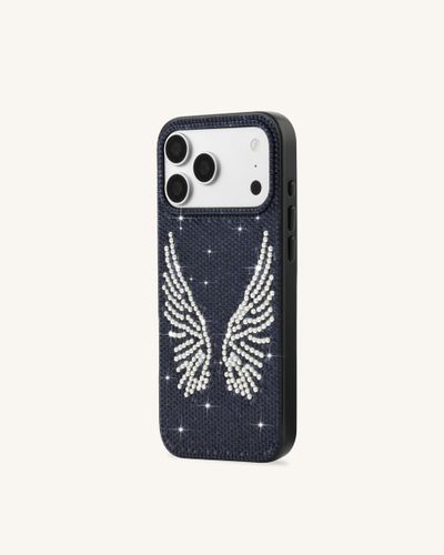 Coque de téléphone ailes d'ange en cristal artificiel - Noir - JW PEI - Modalova