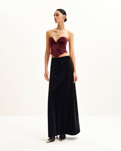 Top Corset en Velours à Décolleté Bas Anna - Grenat - JW PEI - Modalova