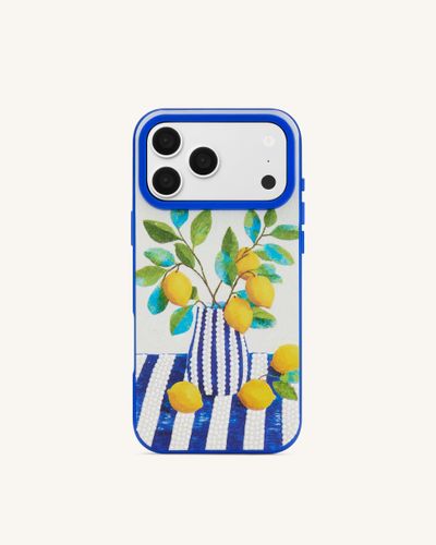 Coque de téléphone art vase citron - Bleu - JW PEI - Modalova