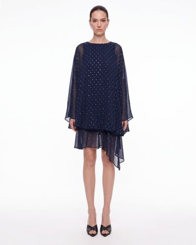 Robe longue transparente ornée à ourlet ballon - Bleu marine - JW PEI - Modalova