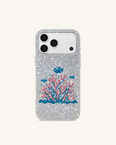 Coque de téléphone en cristal artificiel corail rose - Blanc - JW PEI - Modalova