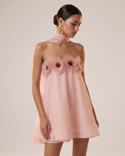 Poppy Robe courte dos nu drapée brodée - Rose poudré - JW PEI - Modalova