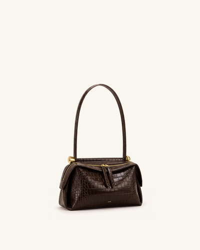 Naomi Sac à bandoulière à double fermeture éclair - Marron effet croco - JW PEI - Modalova