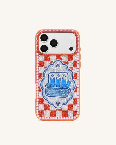 Coque de téléphone cristal artificiel sardines méditerranéennes - Orange - JW PEI - Modalova