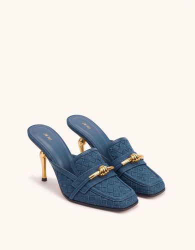 Lena Mules à bout carré en corde métallique tressée - Bleu jean - JW PEI - Modalova