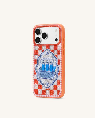 Coque de téléphone cristal artificiel sardines méditerranéennes - Orange - JW PEI - Modalova