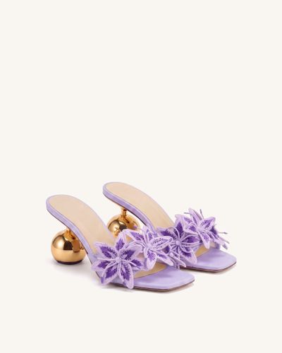 Isadora Mules à talon sculptural Lily floral - Lavande - JW PEI - Modalova
