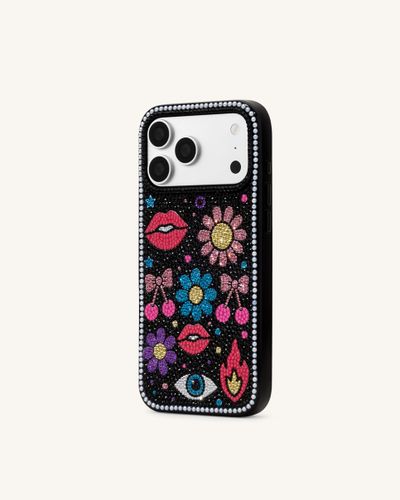 Coque de téléphone rétro iconique en cristal artificiel - Noir - JW PEI - Modalova