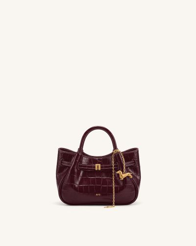 Maeve Mini sac à main avec breloque teckel - Effet croco bordeaux - JW PEI - Modalova
