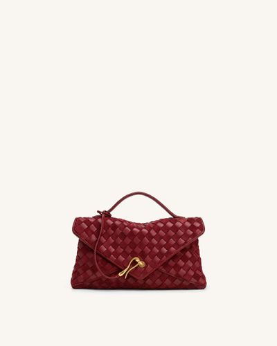 Celeste Sac enveloppe tressé en suédine - Rouge foncé - JW PEI - Modalova