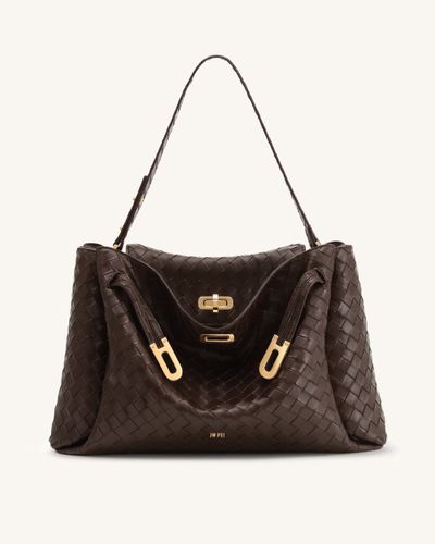 Rhea Grand sac à épaule à texture tissée - Marron foncé - JW PEI - Modalova