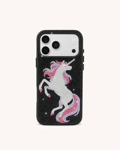 Coque de téléphone strass licorne - Noir - JW PEI - Modalova