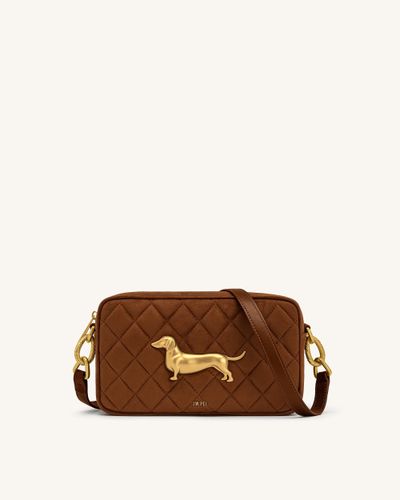 Riley Sac porté épaule matelassé teckel en faux daim - Marron caramel - JW PEI - Modalova
