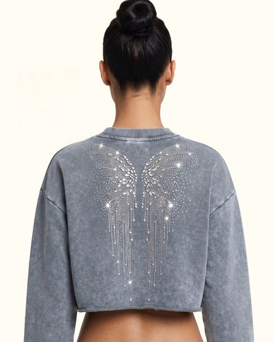 Sweat-shirt à ailes de cristal dégoulinantes angéliques - Nuage de cendres Don't Touch Me! - JW PEI - Modalova