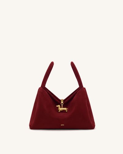 Maelle Sac à double poignée avec breloque teckel en faux daim - Bordeaux - JW PEI - Modalova