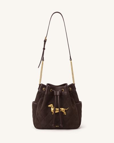 Riley Sac seau matelassé en faux daim motif teckel - Marron - JW PEI - Modalova