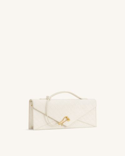Celeste Sac à Poignée Enveloppe Texturé Tressé en Faux Daim - Blanc - JW PEI - Modalova