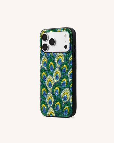 Coque de téléphone à strass motif plume de paon - Vert - JW PEI - Modalova