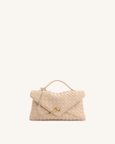 Celeste Sac enveloppe tressé en suédine - Kaki clair - JW PEI - Modalova