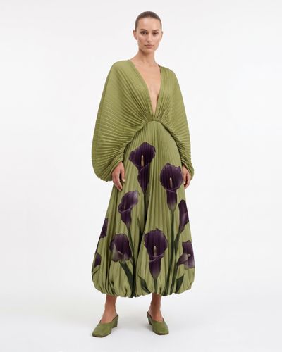 Calla Robe longue plissée à ourlet ballon Lily - Vert olive - JW PEI - Modalova