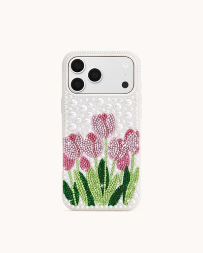 Coque de téléphone tulipe en fausses perles - Blanc - JW PEI - Modalova