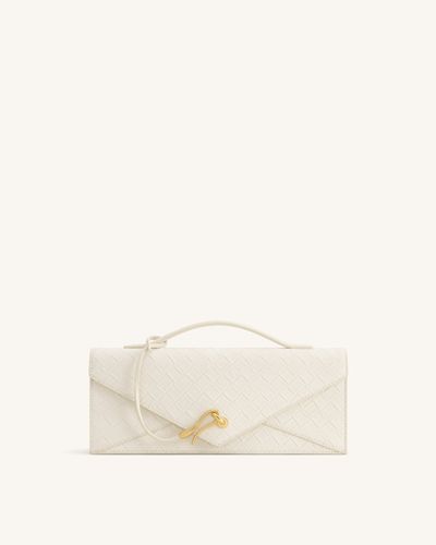 Celeste Sac à Poignée Enveloppe Texturé Tressé en Faux Daim - Blanc - JW PEI - Modalova