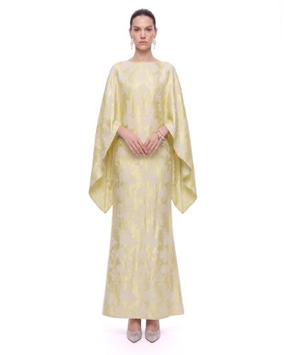 Robe longue cape en jacquard floral - Or et vert - JW PEI - Modalova