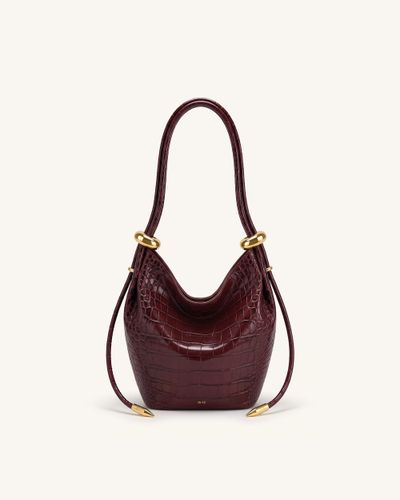 Ellie Sac seau orné d'un anneau métallique - Effet croco bordeaux - JW PEI - Modalova